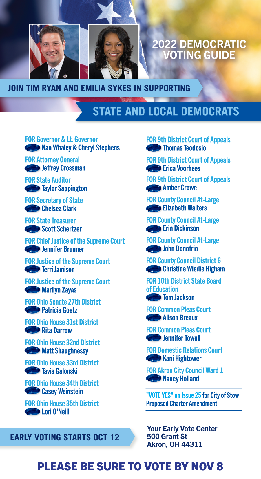 Summit County Democratic Ballot 2022 Summit County Progressive